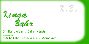 kinga bahr business card